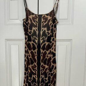 Mesh Scoop Brown Maxi Slip Dress